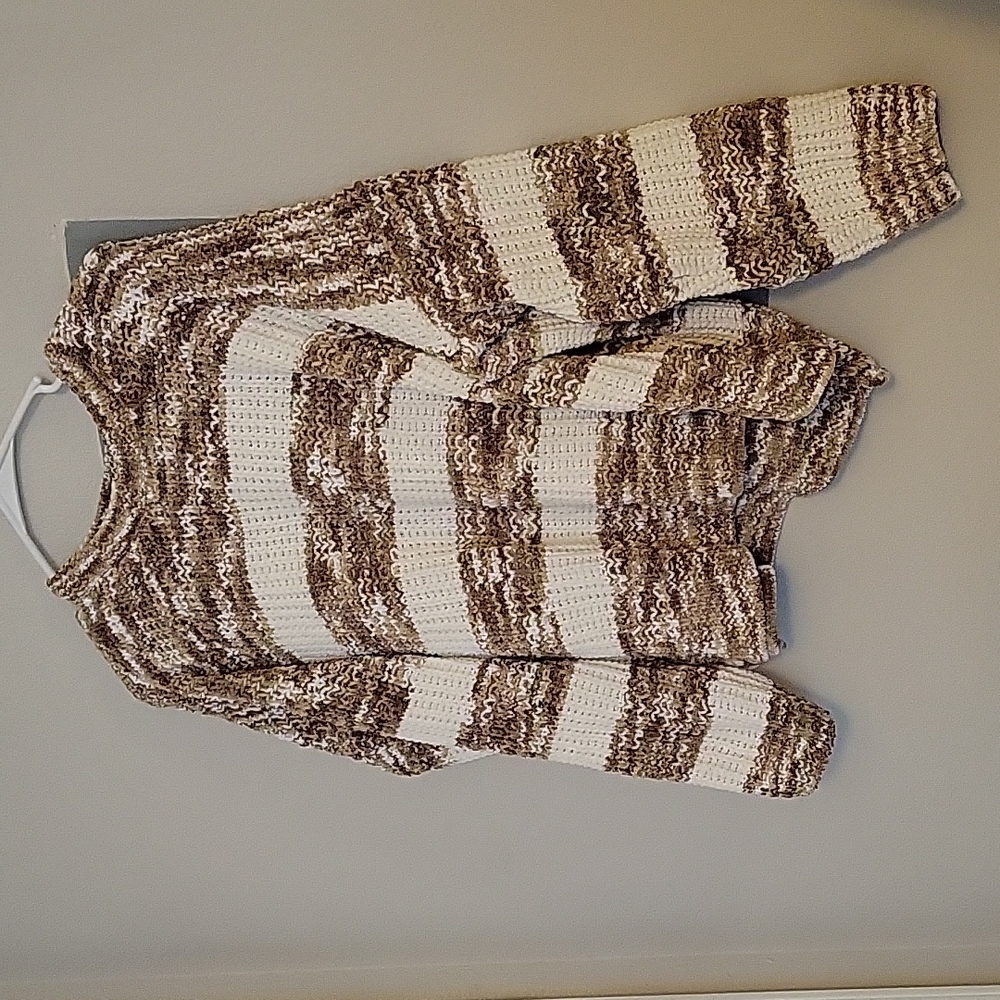 Brown and white crop top sweater